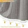 thumbnail image 4 of VOTRUDI Bohemian Farmside Linen Shower Curtain 71x71in Water-Repellent 3D Embroidery Stripes with Tassel, 4 of 7