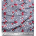 thumbnail image 1 of Soimoi Japan Crepe Satin Fabric Leaves, & Rose Floral Print Sewing Fabric Yard 42 Inch Wide, 1 of 1