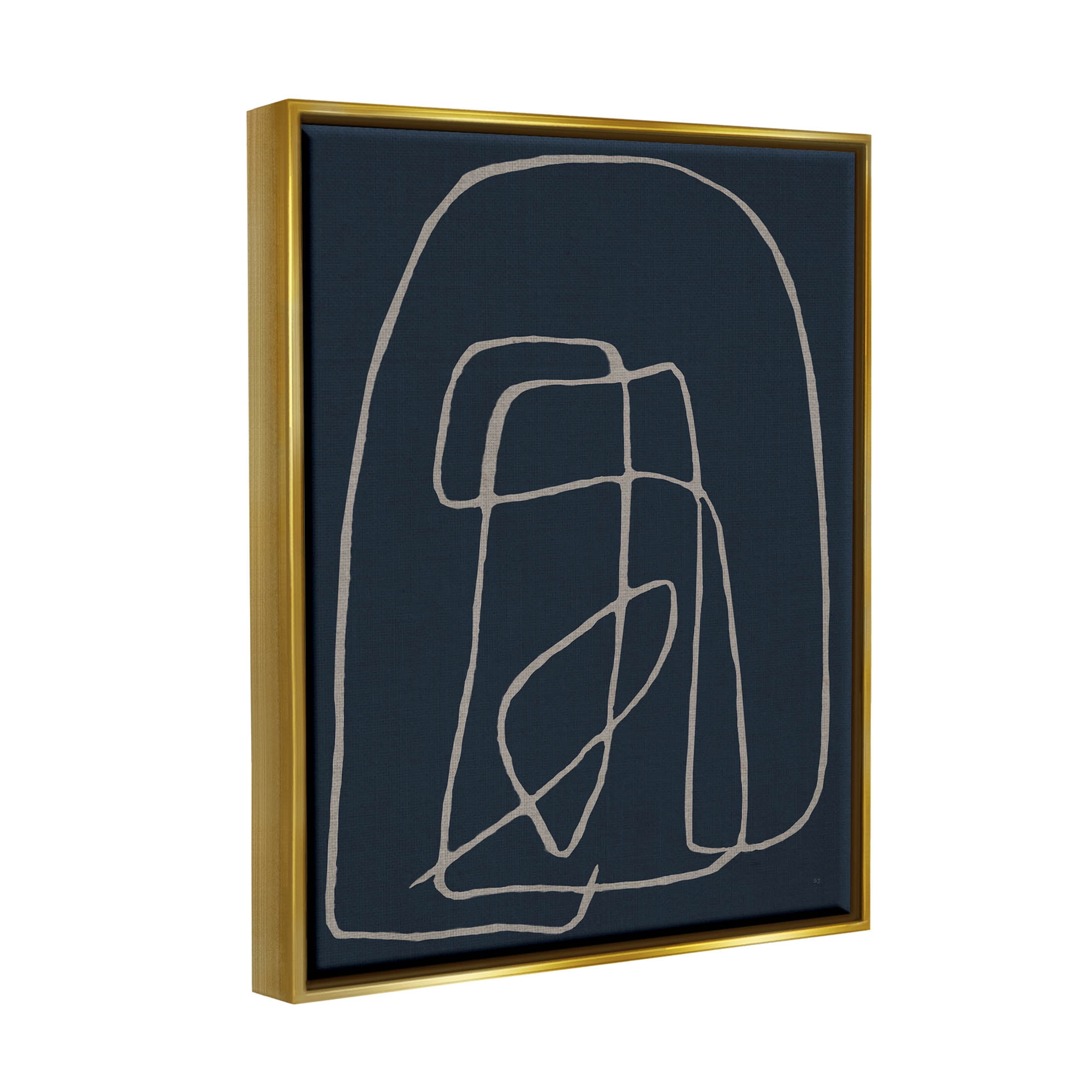 Stupell Industries Modern Squiggle Line Form Graphic Art Metallic Gold Floating Framed Canvas Print Wall Art, Design by Susan Jill