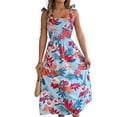 thumbnail image 3 of Vestidos de Verano para Mujer 2025, Vestido Informal con Tirantes Finos, Volantes, Plisado y Estampado Floral Fluido Azul M, 3 of 10