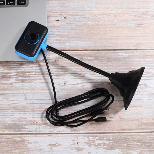 BRIGHTFUFU Flexible Web Camera with Microphone for Computer Made of Plastic Blue USB 0.3MP Webcam Easy to Adjust Angle