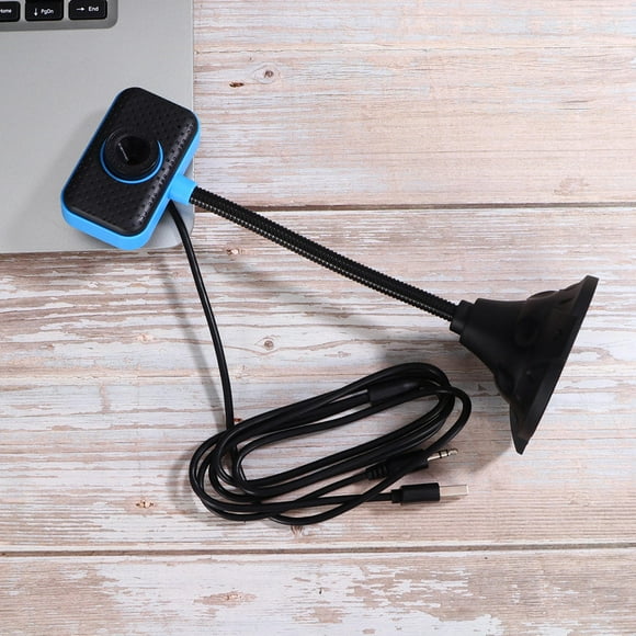 BRIGHTFUFU Flexible Web Camera with Microphone for Computer Made of Plastic Blue USB 0.3MP Webcam Easy to Adjust Angle