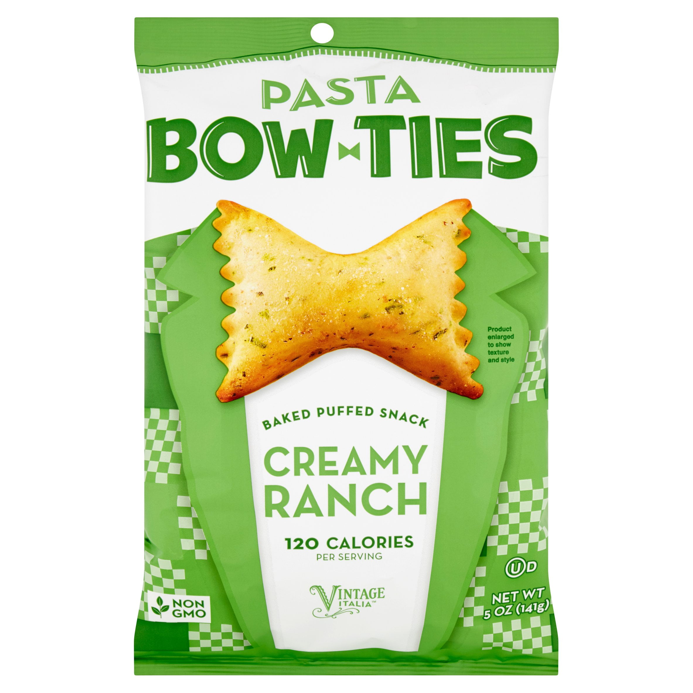 Vintage Italia Bow Ties Pasta Creamy Ranch Baked Puffed Snack, 5 oz, 12
