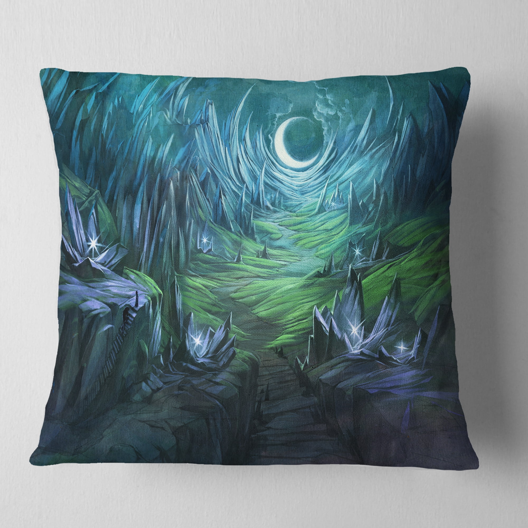 Designart Twilight Valley Landscape - Abstract Throw Pillow - 18x18