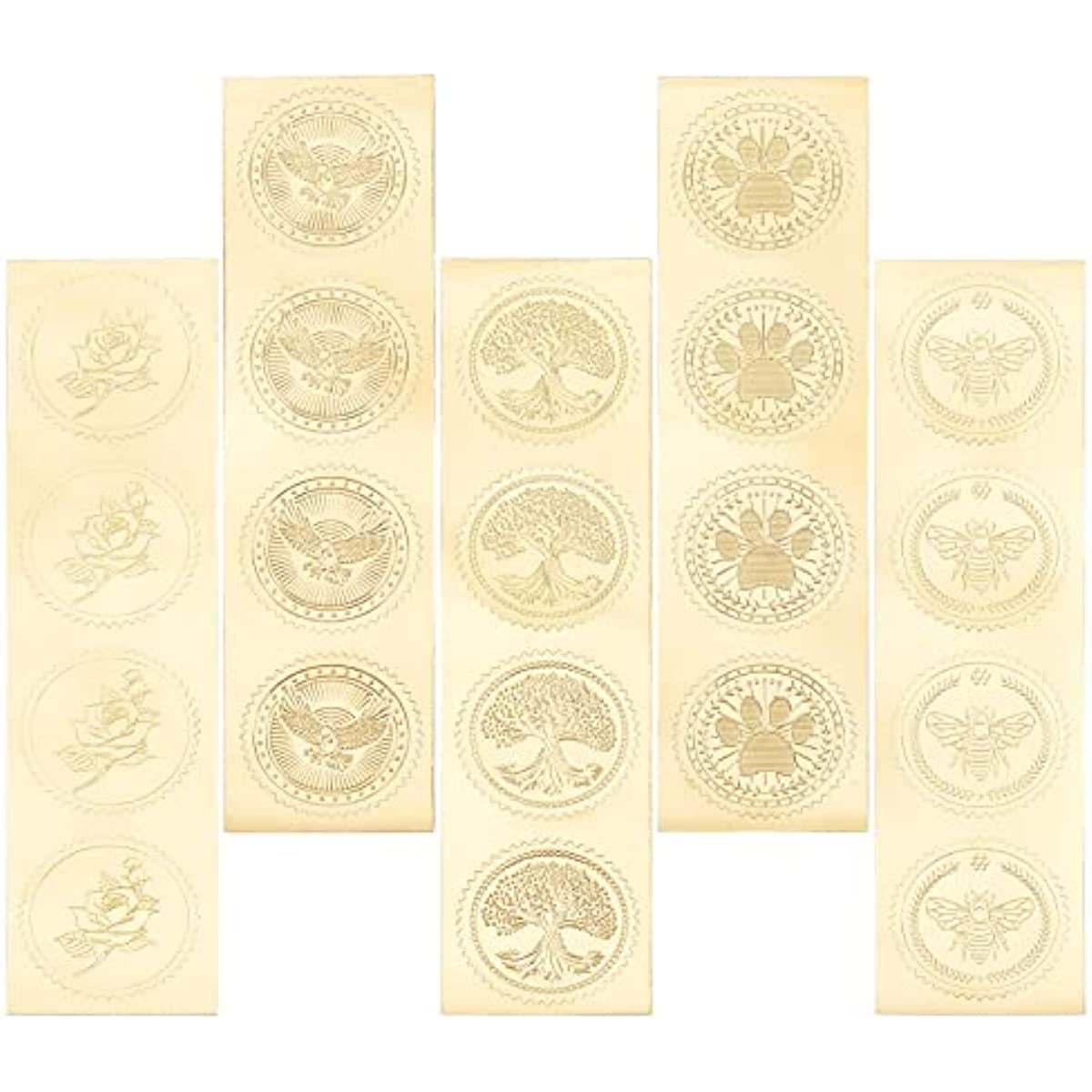  100 Pieces Embossed Gold Foil Certificate Seals Gold