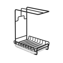 PuSpu Kitchen Dishcloth Drying Rack Wall Mounted 27x20x14cm 1-Pack Black Iron Frame No-Drill with Drain Tray Space-Saving Towel Organizer for Kitchen Sink Area