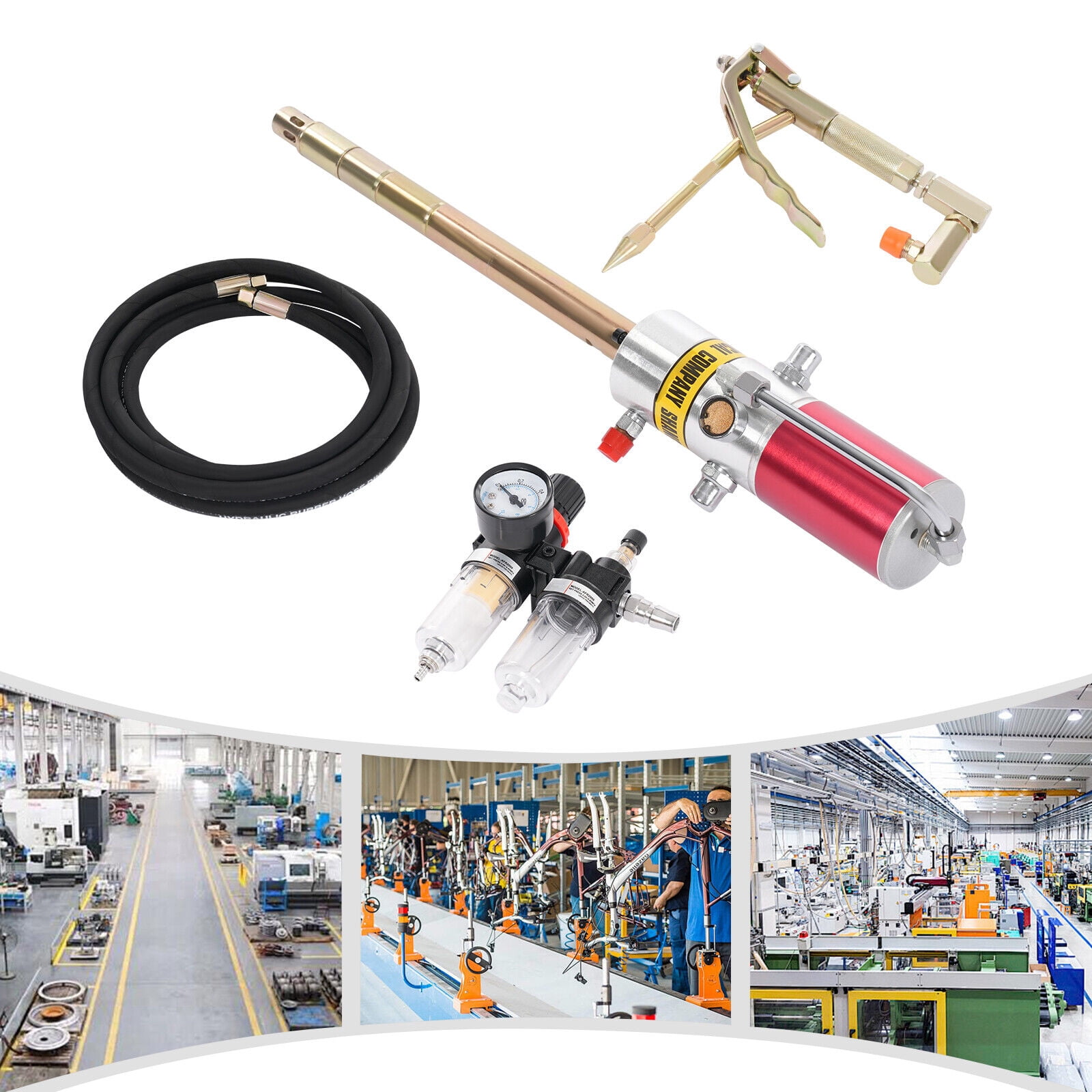Miumaeov 30-40Mpa 50:1 Pneumatic Grease Gun Air Operated Grease Pump with 4M High Pressure Pipe & Oil Water Separator