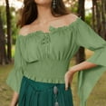 thumbnail image 5 of Neewe Womens Renaissance Peasant Blouse Off Shoulder Trumpet Sleeve Tops S-XXL, 5 of 7