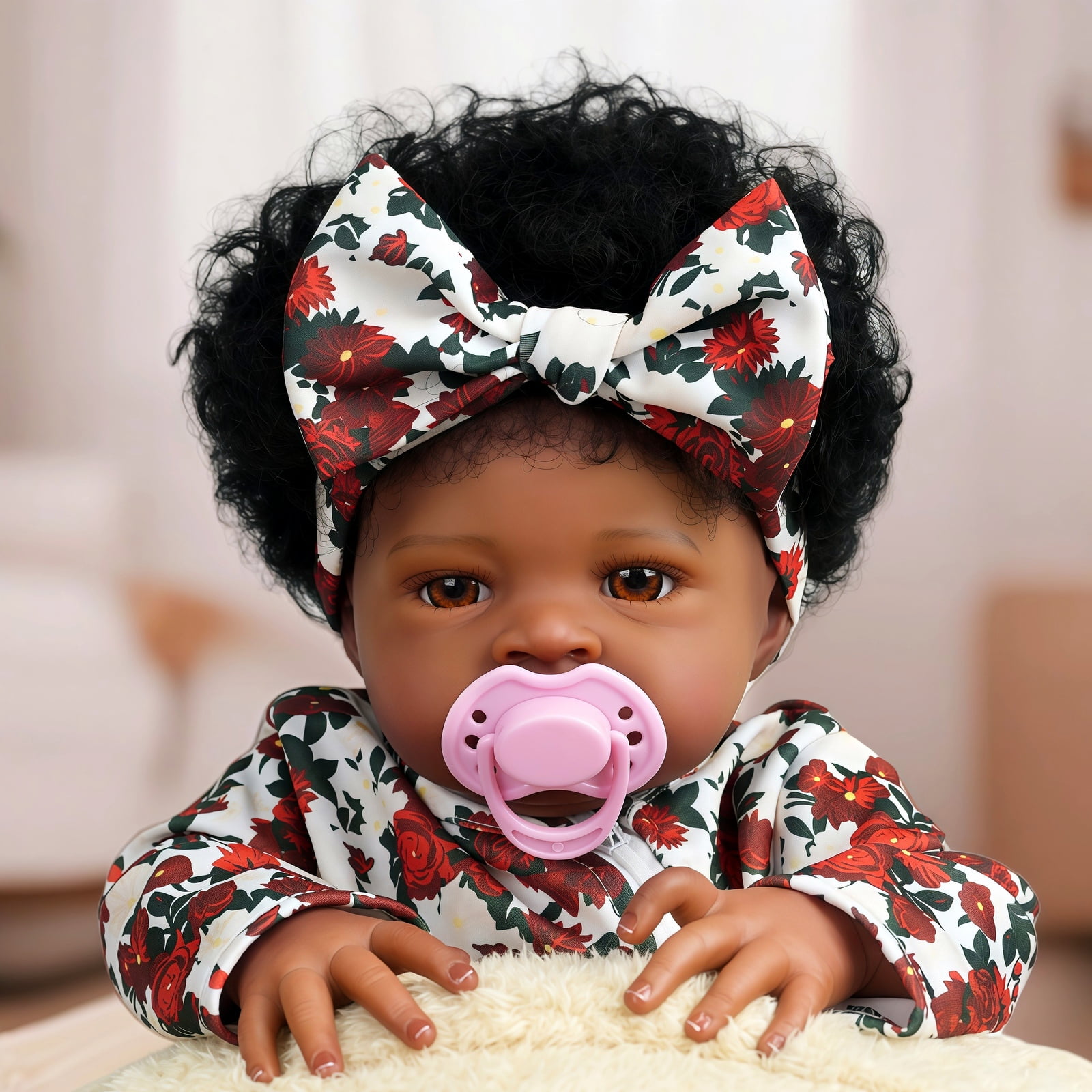 20 Inch Lifelike Black Reborn Baby Doll - African American Soft Cloth Body Doll - Realistic Handmade Art Doll Toy - Gift for Kids Ages 3+