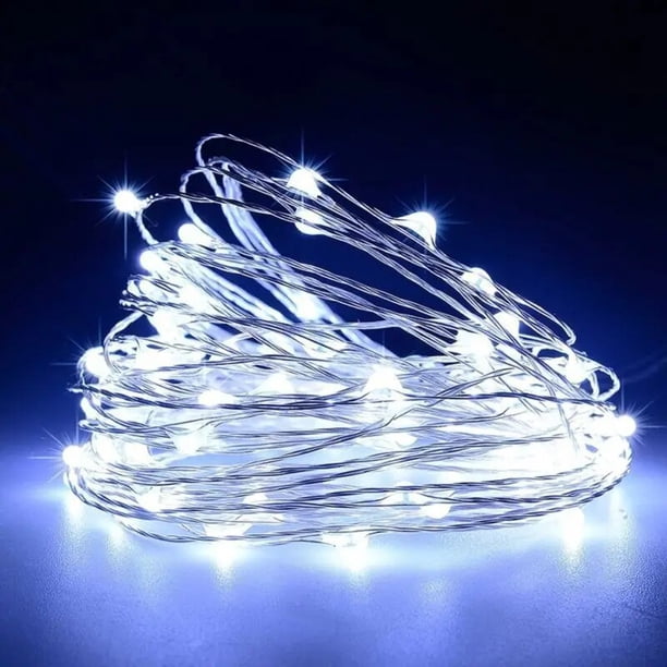 Guirnalda de luces con batería para Navidad, Micro LED transparente con USB, 8 modos, para decoración de bodas y fiestas