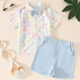 thumbnail image 5 of Baby Boy Easter Outfit Sets Cute Print Lapel Button-Down Shirt with Shorts Set Toddler Casual Clothes, 5 of 6