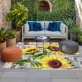 thumbnail image 2 of Sunflowers Outdoor Rug for Patio/Deck/Porch, Non-Slip Large Area Rug 5 x 7 Ft, Botanical Floral Farmhouse Retro Wood Grain Indoor Outdoor Rugs Washable Area Rugs, Reversible Camping Rug Carpet Runner, 2 of 8