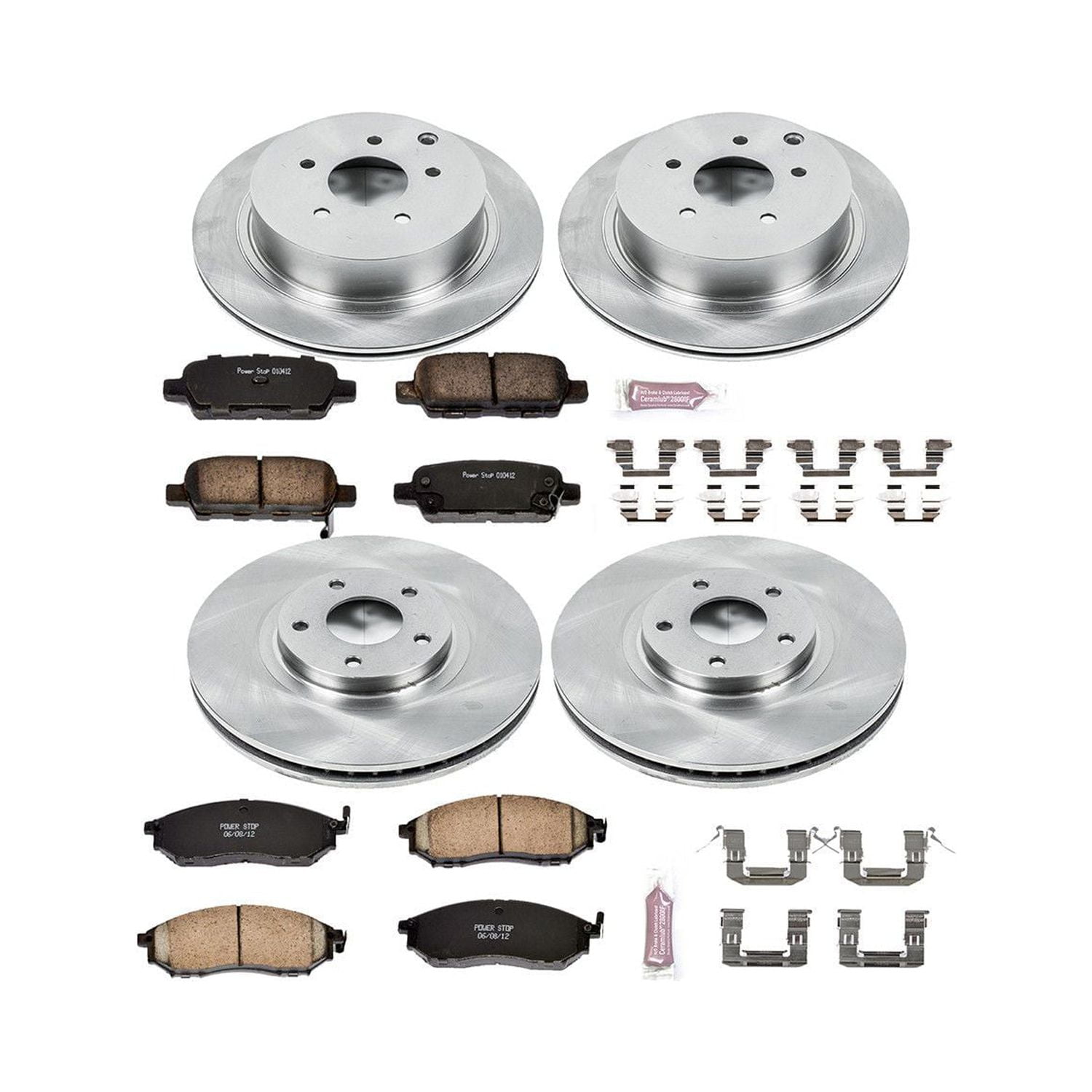 Power Stop Front and Rear Stock Replacement Brake Pad and Rotor Kit KOE4476