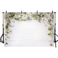 thumbnail image 2 of Spring Flowers Backdrop White Floral Wood Wall Wedding Photography Background White Daisy Bridal Shower Engagement Party Decorations Supplies Cake Table Banner Photo Booth Props, 2 of 6