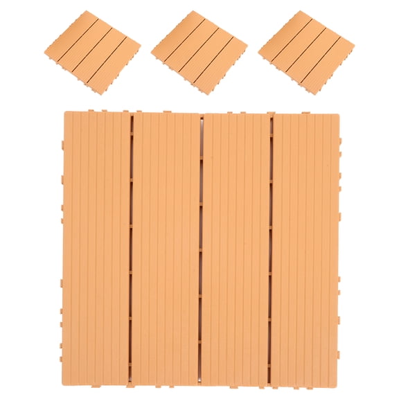 USHOBE 4Pcs Durable Brown Plastic Interlocking Floor Tiles for Backyard and Balcony