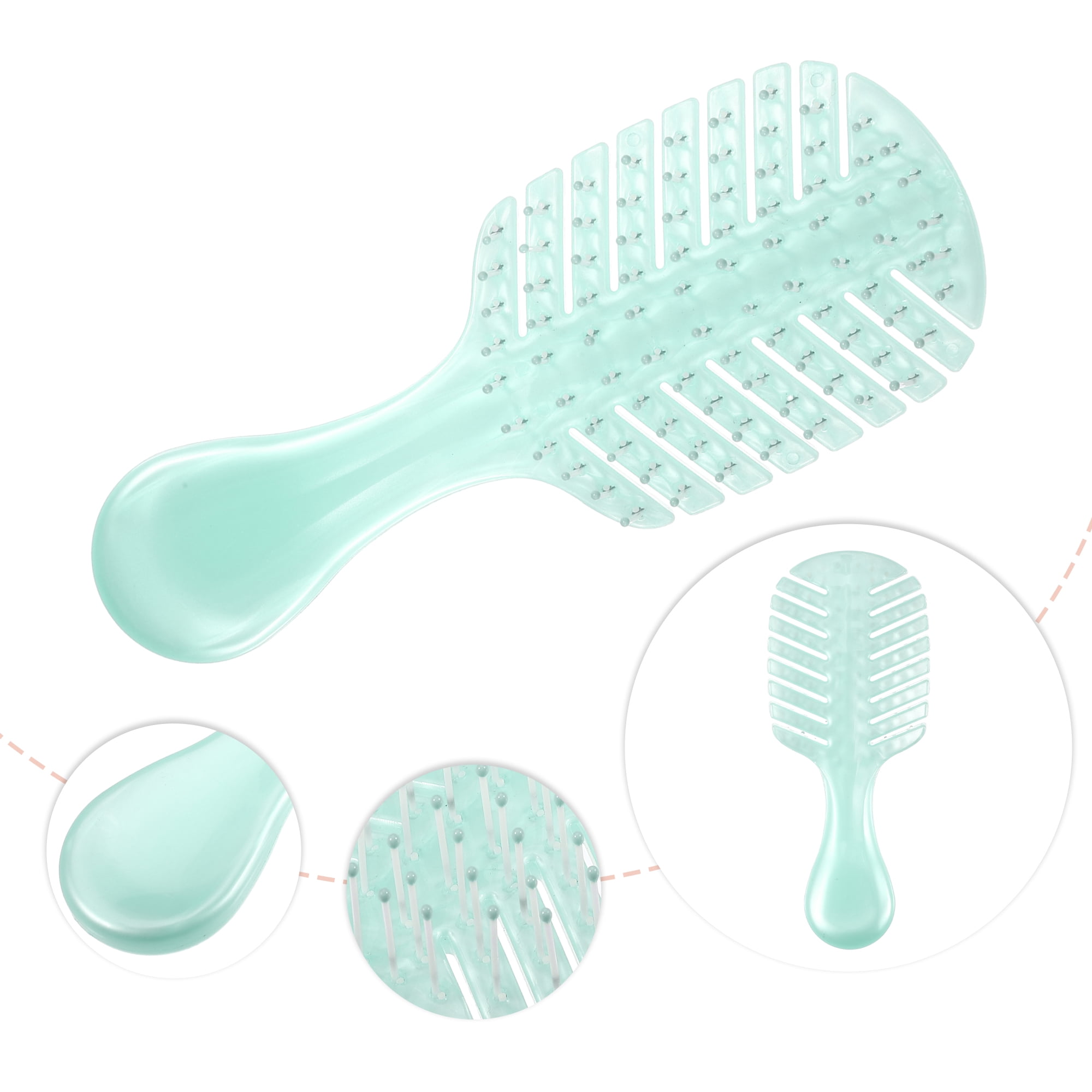 Unique Bargains 1 Pc Women Leaf Style Hollow Comb Hair Brush Green