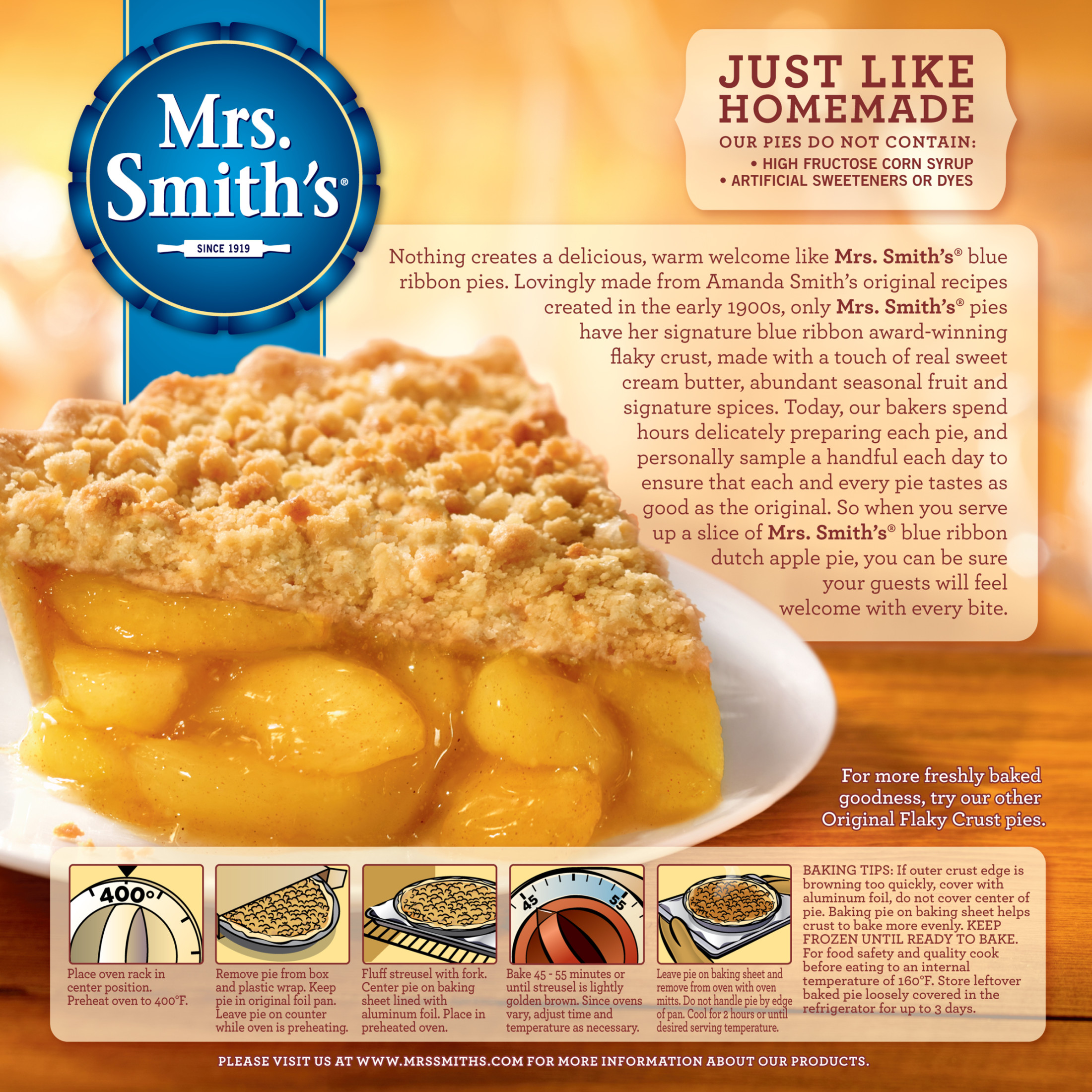 Mrs. Smith's Frozen Original Flaky Crust Dutch Apple Pie, 37.01 oz