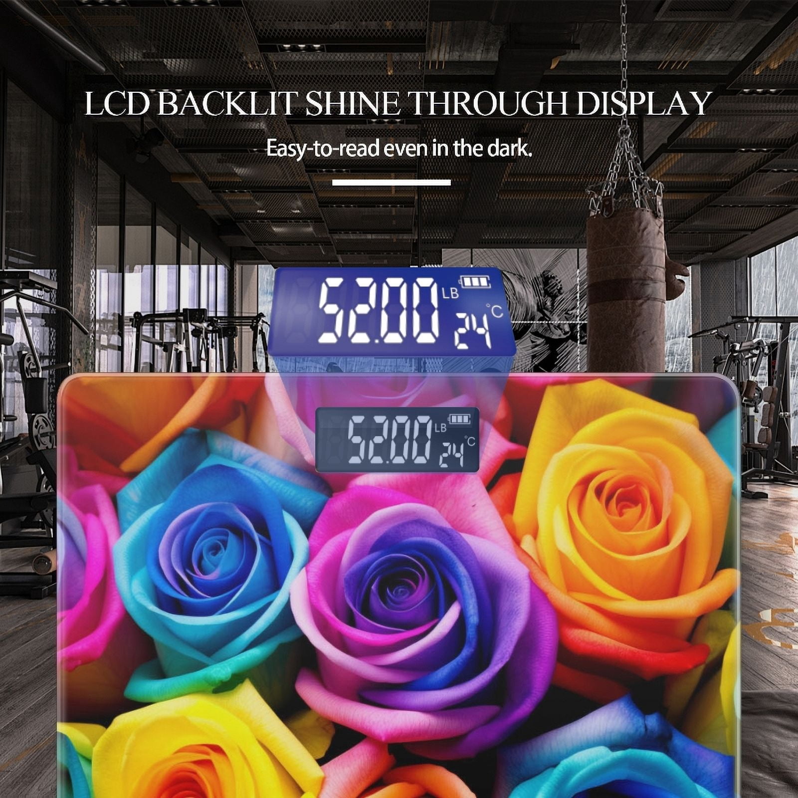 High Precision Body Weight Scale Smart Bathroom Scales with Large LCD Display(400lbs),Decorative for Bedroom-Colorful Roses In Rainbow Of Colors Symbolizing Diversity And Unity
