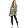 thumbnail image 5 of Sakkas Elvira Women's Loose Long Sleeve Swing Top Tunic Blouse Floral Scoop Neck - 597-Green - L/XL, 5 of 5