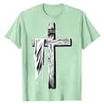 thumbnail image 4 of Ceisia Men's Cross Print Loose Fit Soft Breathable Short Sleeve Round Neck Casual T-Shirt Mint Green Gifts for Father L, 4 of 5