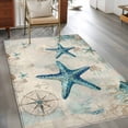 thumbnail image 2 of Area Rug for Living Room, Teal Starfish Coastal Non-Slip Indoor Large Carpet for Bedroom/Dining Room, Vintage Summer Beach Nautical Washable Low-Profile Rectangle Floor Mat Runner Rugs - 3 x 5 Ft, 2 of 8