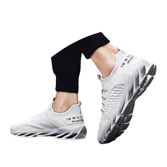 Leozcaa Mens Slip On Walking Tennis Shoes Non Slip Running Lightweight Shoes Breathable Mesh Sneakers