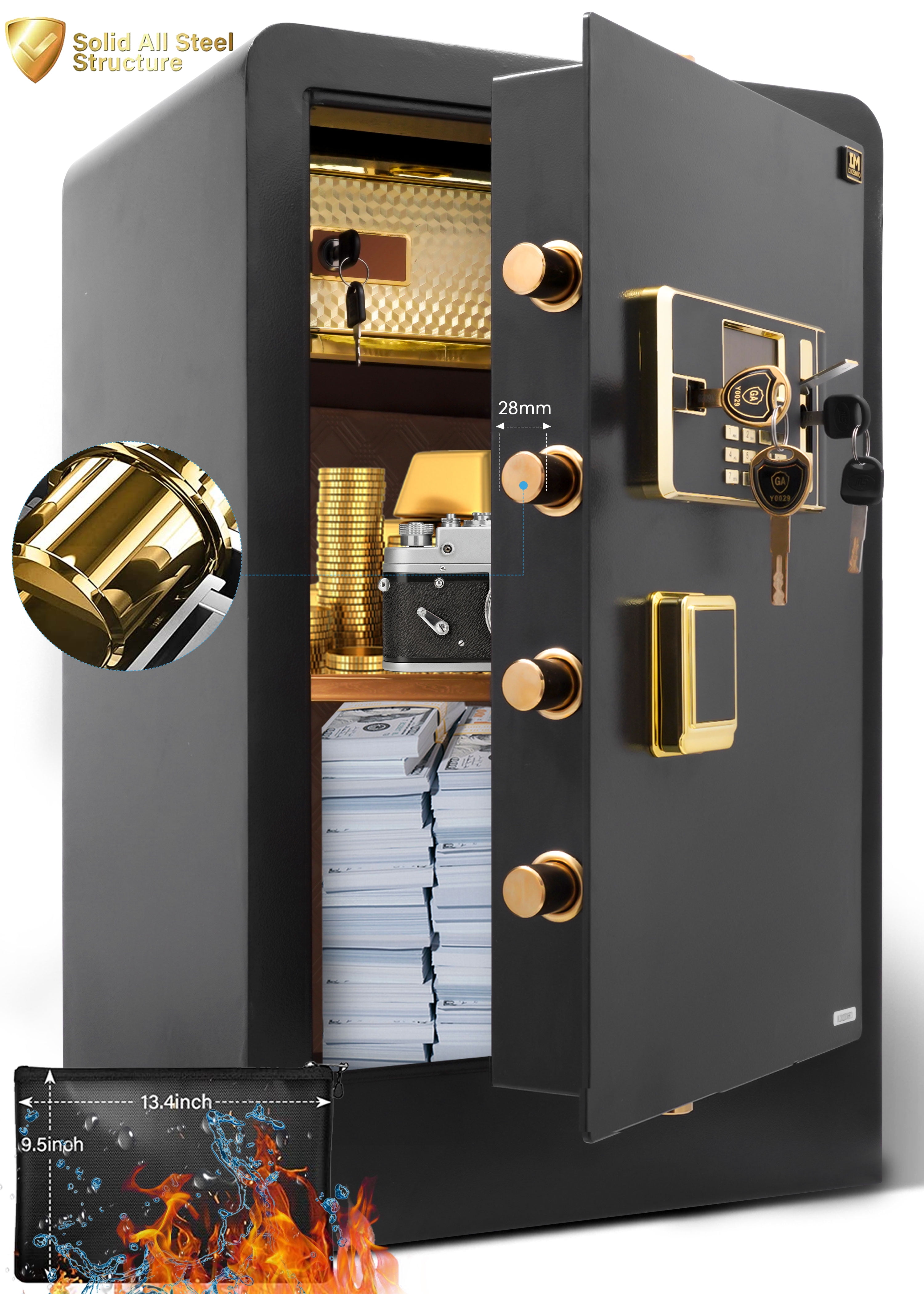 TELAM 6.0 Cubic Large Safe Box Fireproof Waterproof, Personal Home