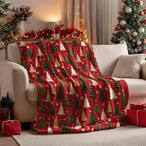 Festive Red  Tree Blanket Cozy Flannel Throw With Plush Fleece Perfect For Holiday Snuggling By The Fireside Creates Warm  Magic In Your Living Space Soft Comfort For Seasonal Joy