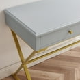 thumbnail image 3 of Linon Paynter 2-Drawer X-Frame Desk, 47.25" Wide, Gray Finish with Gold Metal Legs, 3 of 11