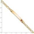 thumbnail image 4 of Solid 14K Yellow Gold Medical Red Enamel Figaro ID Bracelet - 8" - 7.8gm, 4 of 6