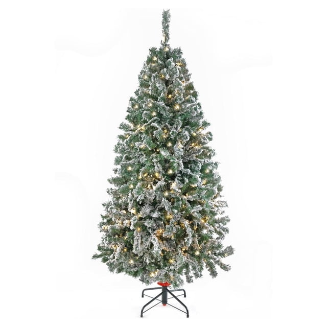 Árbol de Navidad Naviplastic Vermont color Verde nevado de 220 cm con 300 luces led cálidas