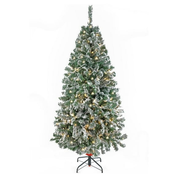 Árbol de Navidad Naviplastic Vermont color Verde nevado de 220 cm con 300 luces led cálidas