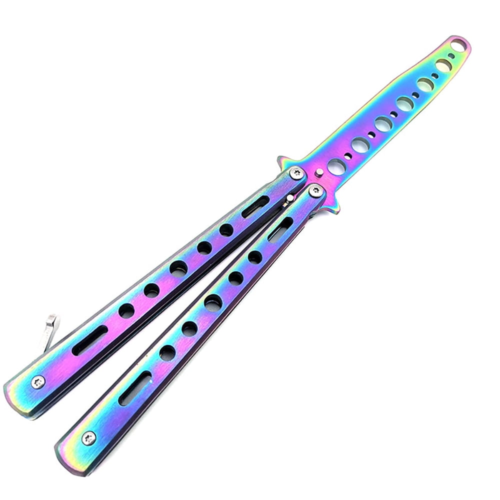 Butterfly Rainbow Balisong Steel Toy Trainer Practice Sports Training Toys Black 