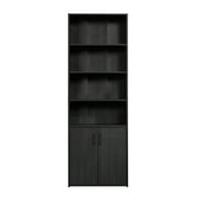 Mainstays Traditional 5 Shelf Bookcase with Doors, Black Finish