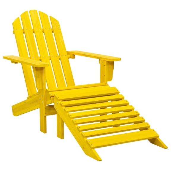 Casafoyer Patio Adirondack Chair with Ottoman Solid Fir Wood Yellow