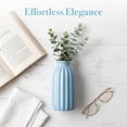 thumbnail image 3 of Unique Bargains Small Ceramic Vase Matte Ribbed Decorative Flower Vase for Bathroom Blue, 3 of 5