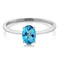 thumbnail image 2 of Gem Stone King 10K White Gold American Blue Mystic Topaz Solitaire Engagement Ring | 1.00 Cttw | Oval 7X5MM | Gemstone November Birthstone | Wedding Engagement Anniversary Promise Ring for Women, 2 of 3