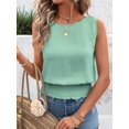 thumbnail image 4 of Womens Crew Neck Crop Tank Tops Cute Summer Sleeveless Smocked Tops Green XXL, 4 of 9