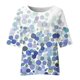 thumbnail image 4 of ICHUANYI Clearance Women Printing Three-quarter Sleeve Round Neck Pullover Tops Shirts Blouse(Light Blue, M) ICHUANYI WER2023080910101, 4 of 5