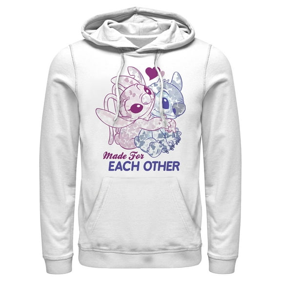 Men's Lilo & Stitch Made for Each Other  Pull Over Hoodie White X Large