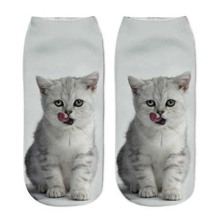 

Tangnade Fashion Popular Funny Unisex Short Socks 3D Cat Printed Anklet Socks Casual Socks