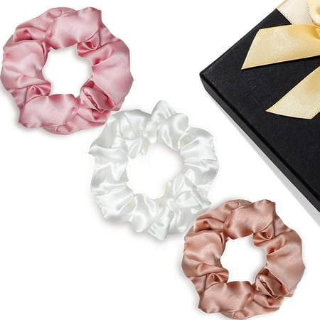 3 Pieces Pure Silk Hair Ties 19 Momme Soft Large Scrunchies Elastic Hair  Ties Solid Color Ponytail Holder Scrunchies Ropes Hair Accessories,  Champagne, Pink, White | Walmart Canada