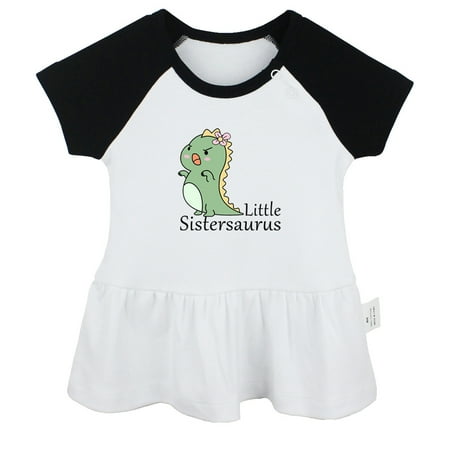 

iDzn Little Sistersaurus Novelty Dresses For Baby Newborn Babies Skirts Infant Princess Dress 0-24M Kids Graphic Clothes (Black Raglan Dresses 18-24 Months)