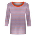 thumbnail image 4 of Shirts For Women Sevevn Fashion Women's Striped Printed Blouses Three-Quarter Sleeve T-Shirt Round-Neck Top, 4 of 5