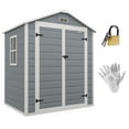 thumbnail image 2 of Outsunny Outdoor Storage Shed, 72" x 52.75" Garden Shed with Double Lockable Doors, Vent and Window, Plastic Utility Tool Shed, Gray, 2 of 9