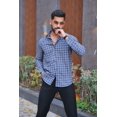 thumbnail image 2 of VOZIA Trendy Checked Men's Shirt with Long Sleeves, Relaxed Fit Cotton Linen Blend - Sizes XXL, 2 of 10