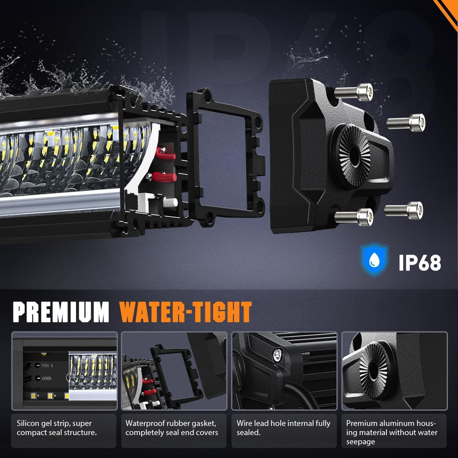 Nilight 15.5" LED Light Bar with Amber DRL, 60W Single Row Anti-Glare Spot Flood Combo Offroad Driving Light, IP68 with 16AWG DT Wiring Kit for Truck SUV ATV UTV Boat 4x4 Jeep