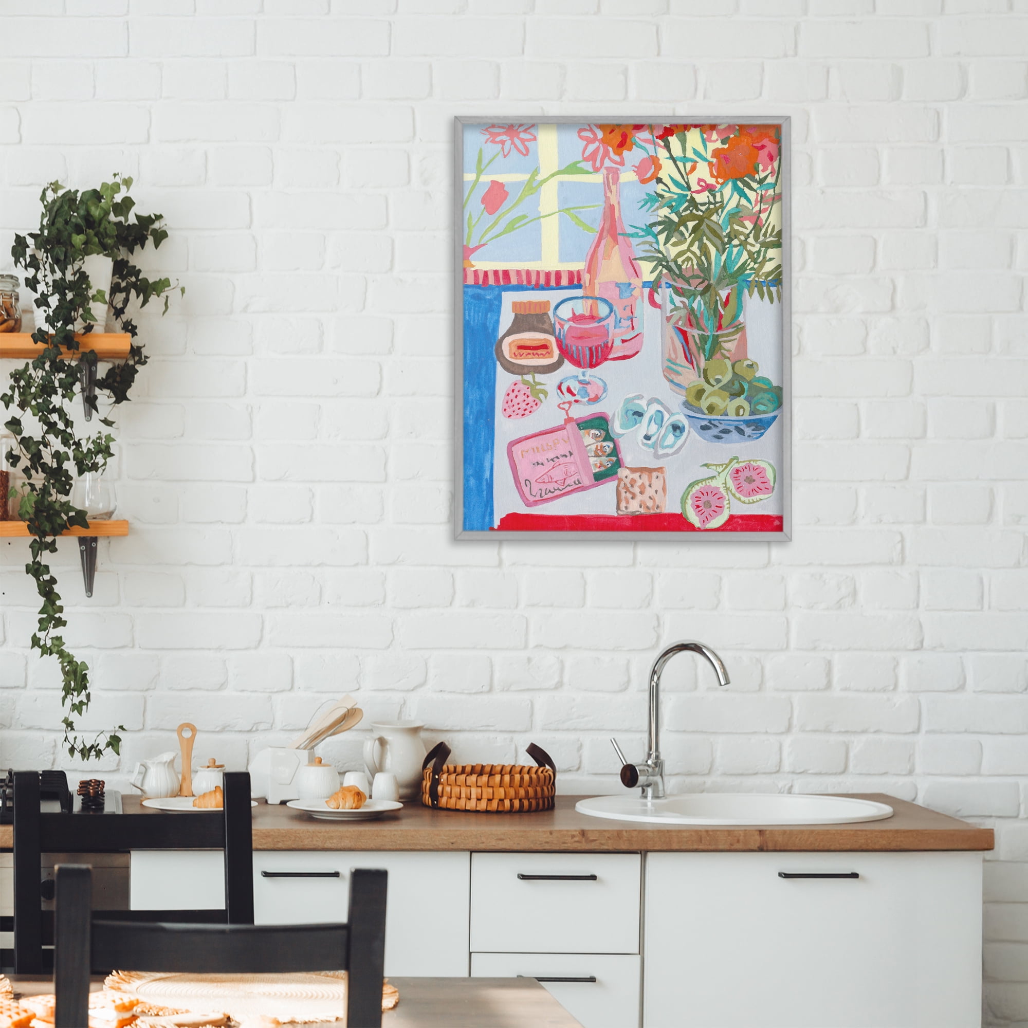 Stupell Industries Red & Blue Table Setting Gray Framed Giclee Art, design by Melissa Wang