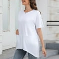 thumbnail image 4 of jtjvou Women's Casual Tops with Pockets Short Sleeve Dressy Tunic Tops to Wear with Leggings Swing T-Shirt Loose Fit Blouses White XL, 4 of 8