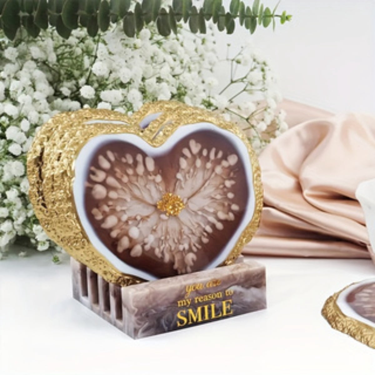 4 Pieces Heart Coasters Resin Mold Set - Resin Casting Molds for DIY Epoxy Crafts, Home Decor, Coasters, Silicone Molds with Storage Boxes for Easy Organization and Reuse (with Cup Holders)